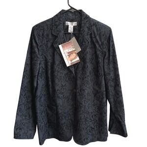 Susan Graver‎ Style Women's Black Jacquard Blazer Jacket Size L NWT